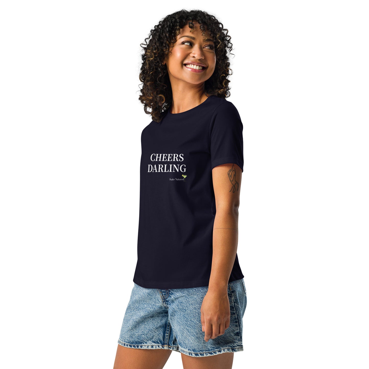 Catchphrase Collection "Cheers Darling" - Women's Fitted Eco Tee